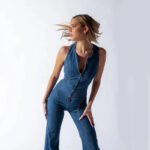 Summer Slim Heart-shape Backless Denim Jumpsuit Women Halter Neck Zip Up High Waist Panst Retro Style Clothing - Image 2