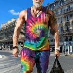 Men's Clothing Series Fashion Camisole Colorful Hip Hop Print Sleeveless Top Shorts Suit - Image 7