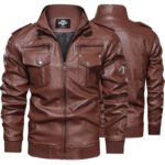 Leather Jacket Spring And Autumn Men'S Jacket Sports Leather Jacket Washed Retro Leather Jacket - Image 6