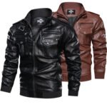Leather Jacket Spring And Autumn Men'S Jacket Sports Leather Jacket Washed Retro Leather Jacket - Image 8