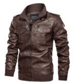 Leather Jacket Spring And Autumn Men'S Jacket Sports Leather Jacket Washed Retro Leather Jacket - Image 3