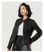 Women's Leather Jacket Locomotive Style Leather Coat Leather Jacket - Image 3