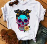 Ladies Fashion Skull Top T-shirt Hip Hop Retro Clothing Print Funny - Image 4