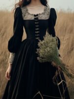 French Style Hepburn Wind Black Retro Women's Clothing Vintage Dress - Image 7