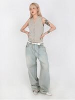 Straight Cylinder Floor Mopping Baggy Jeans - Image 5
