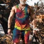 Men's Clothing Series Fashion Camisole Colorful Hip Hop Print Sleeveless Top Shorts Suit - Image 3