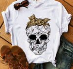 Ladies Fashion Skull Top T-shirt Hip Hop Retro Clothing Print Funny - Image 2
