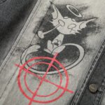 Dark Fun Abstract Demon Printed Jacket Coat Men's Punk Heavy Industry Gradient Denim Clothing - Image 3