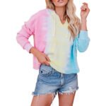 Tie Dye Hoodie Loose Ombre Long Sleeve Top