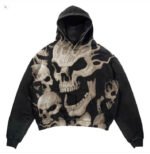 Gothic Casual Letter Explosion Print Men's Clothing Skull Hoodie - Image 7
