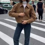 Vintage Brown Lapel Studded Suede Jacket Coat