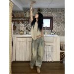 Straight Cylinder Floor Mopping Baggy Jeans - Image 3