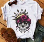 Ladies Fashion Skull Top T-shirt Hip Hop Retro Clothing Print Funny - Image 3