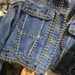 Studded and diamond short denim jacket - Image 2