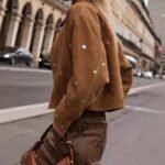 Vintage Brown Lapel Studded Suede Jacket Coat - Image 2