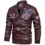 PU Leather Casual Jacket Flight Suit Leather Jacket - Image 2