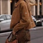 Vintage Brown Lapel Studded Suede Jacket Coat - Image 3