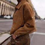 Vintage Brown Lapel Studded Suede Jacket Coat - Image 4
