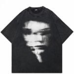 Hip Hop Washed Black T-shirt Streetwear - Image 2