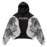 Gothic Casual Letter Explosion Print Men's Clothing Skull Hoodie - Image 6