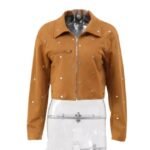 Vintage Brown Lapel Studded Suede Jacket Coat - Image 5