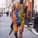 Men's Clothing Series Fashion Camisole Colorful Hip Hop Print Sleeveless Top Shorts Suit - Image 5