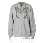 Butterfly Pattern Rhinestone Zipper Streetwear - Image 7