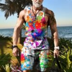 Men's Clothing Series Fashion Camisole Colorful Hip Hop Print Sleeveless Top Shorts Suit - Image 2